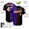 Custom Black White-Purple Authentic Split Fashion Baseball Jersey