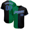 Custom Black Royal-Kelly Green Authentic Split Fashion Baseball Jersey