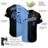 Custom Black Royal-Light Blue Authentic Split Fashion Baseball Jersey