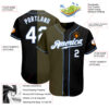 Custom Black White-Olive Authentic Split Fashion Baseball Jersey