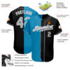 Custom Black Gray-Panther Blue Authentic Split Fashion Baseball Jersey