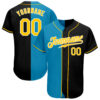 Custom Black Gold-Panther Blue Authentic Split Fashion Baseball Jersey