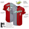Custom Red White-Gray Authentic Split Fashion Baseball Jersey