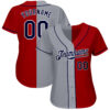 Custom Red Navy-Gray Authentic Split Fashion Baseball Jersey