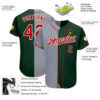 Custom Green Red-Gray Authentic Split Fashion Baseball Jersey