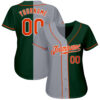 Custom Green Orange-Gray Authentic Split Fashion Baseball Jersey