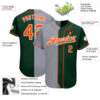 Custom Green Orange-Gray Authentic Split Fashion Baseball Jersey