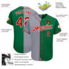 Custom Kelly Green Red-Gray Authentic Split Fashion Baseball Jersey