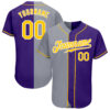 Custom Purple Gold-Gray Authentic Split Fashion Baseball Jersey