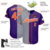 Custom Purple Orange-Gray Authentic Split Fashion Baseball Jersey