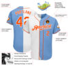 Custom Light Blue Orange-White Authentic Split Fashion Baseball Jersey