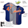 Custom Royal Orange-Gray Authentic Split Fashion Baseball Jersey
