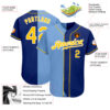 Custom Royal Gold-Light Blue Authentic Split Fashion Baseball Jersey