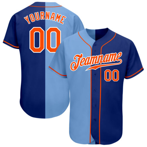 split_0366 Custom Royal Orange-Light Blue Authentic Split Fashion Baseball Jersey