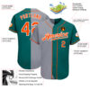 Custom Teal Orange-Gray Authentic Split Fashion Baseball Jersey
