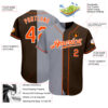 Custom Brown Orange-Gray Authentic Split Fashion Baseball Jersey