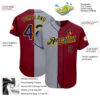 Custom Crimson Navy-Gray Authentic Split Fashion Baseball Jersey