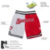 Custom White Red-Black Authentic Throwback Split Fashion Basketball Shorts