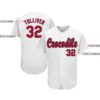 Custom White Red-Navy Baseball Jersey
