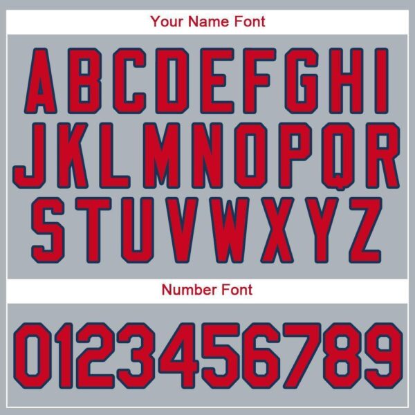 Custom Gray Red-Navy Baseball Jersey