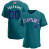 teal_0019 Custom Teal Purple-White Authentic American Flag Fashion Baseball Jersey
