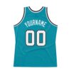 Custom Teal White-Black Authentic Throwback Basketball Jersey