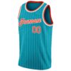 Custom Teal White Pinstripe Orange-White Authentic Basketball Jersey