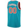 Custom Teal White Pinstripe Orange-White Authentic Basketball Jersey