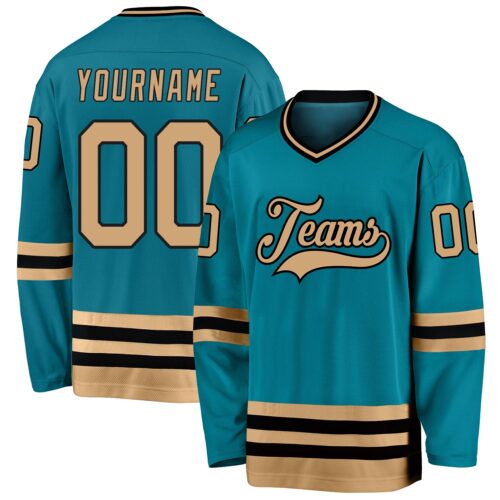 teal_0041 Custom Teal Old Gold-Black Hockey Jersey