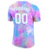 Custom Tie Dye Watercolor Gradient White-Light Blue 3D Performance T-Shirt