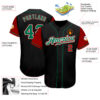 Custom Black Kelly Green-Red Authentic Two Tone Baseball Jersey