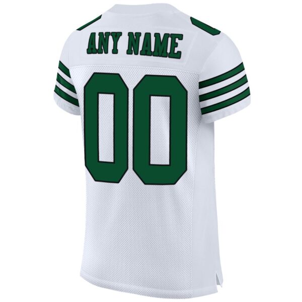 Custom White Grass Green-Black Mesh Authentic Football Jersey