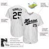 Custom White Black Pinstripe Black-Gray Authentic Baseball Jersey