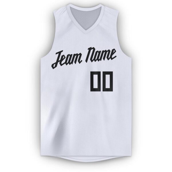 Custom White Black V-Neck Basketball Jersey