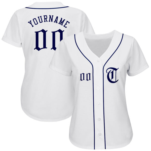 Custom White Navy Authentic Baseball Jersey