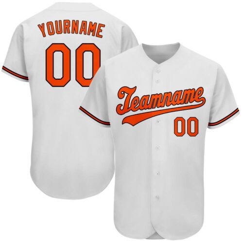 white_0157 Custom White Orange-Black Authentic Baseball Jersey