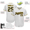Custom White Black-Gold Authentic Baseball Jersey