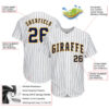 Custom White Navy Pinstripe Navy-Gold Authentic Baseball Jersey