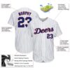 Custom White Royal Pinstripe Royal-Red Authentic Baseball Jersey