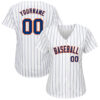 Custom White Royal Pinstripe Royal-Orange Authentic Baseball Jersey