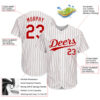 Custom White Red Pinstripe Red-White Authentic Baseball Jersey
