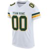 Custom White Green-Gold Mesh Authentic Football Jersey
