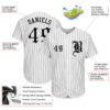 Custom White Black Pinstripe Black-Gray Authentic Baseball Jersey
