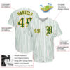 Custom White Kelly Green Pinstripe Kelly Green-Gold Authentic Baseball Jersey