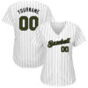 Custom White Black Pinstripe Olive-Black Authentic Memorial Day Baseball Jersey