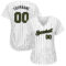 Custom White Black Pinstripe Olive-Black Authentic Memorial Day Baseball Jersey