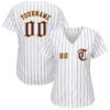 Custom White Purple Pinstripe Purple-Gold Authentic Baseball Jersey