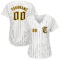 Custom White Brown Pinstripe Brown-Gold Authentic Baseball Jersey