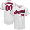 Custom White Red-Navy Authentic Baseball Jersey