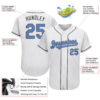 Custom White Light Blue-Steel Gray Authentic Father's Day Baseball Jersey